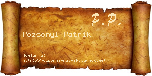 Pozsonyi Patrik névjegykártya